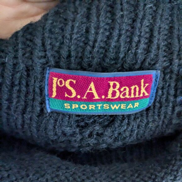 Vintage Floral Sweater M Black Wool 90s Roll Collar Cable 3D Knit Whimsigoth - Picture 9 of 11